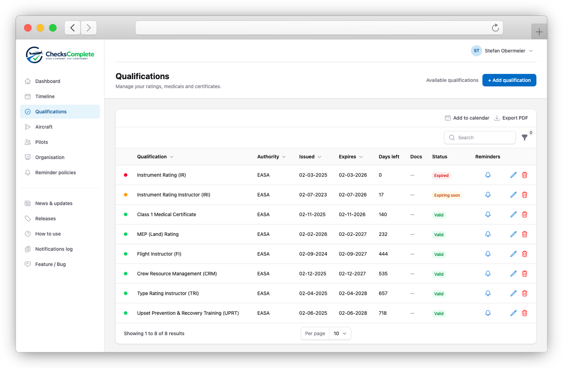 Pilot compliance, without the spreadsheets.